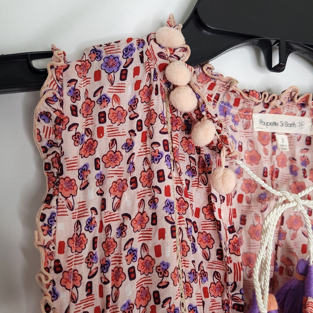 POUPETTE ST BARTH Floral Print Sleeveless V-neck Women's Dress SMALL - Picture 3 of 15